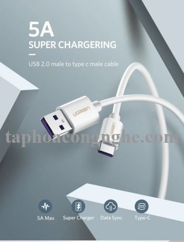 Ugreen 40887 0.5M 5A màu Trắng Dây USB sang USB Type-C vỏ ABS US253 30040887